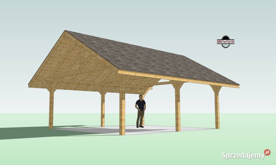 Garaż dwustanowiskowy wiata garażowa 55 x 6m Myślenice