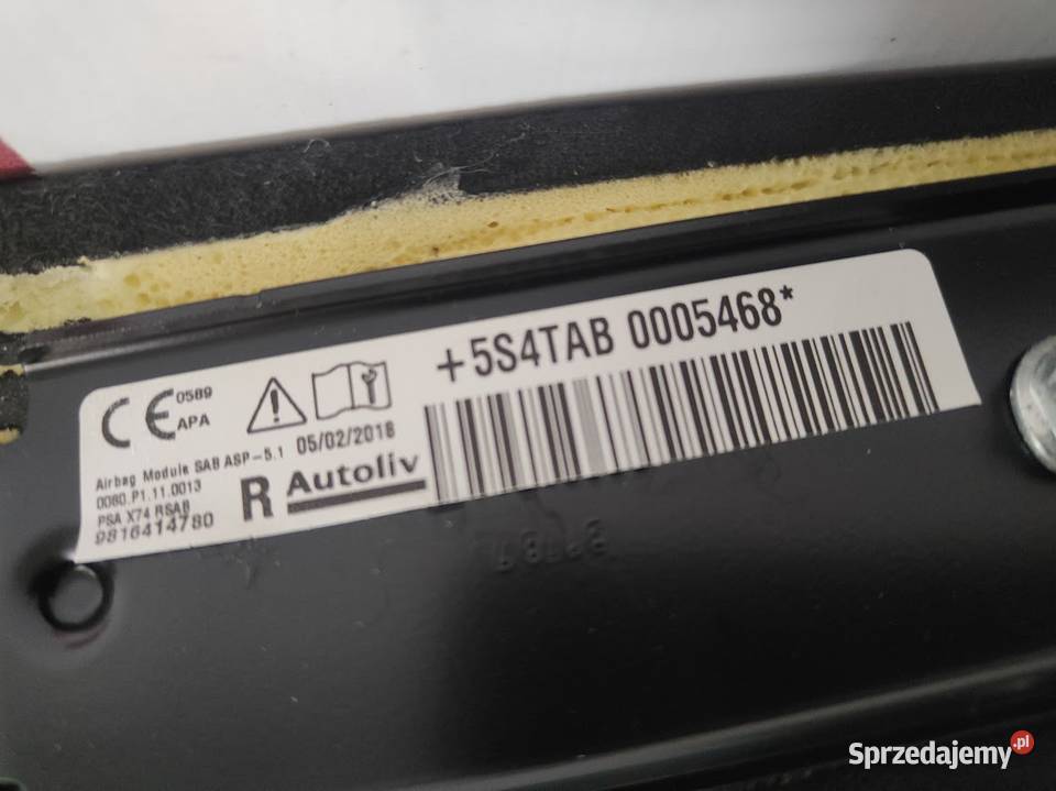 Airbag Poduszka Kanapy Prawy Tył Alcantara