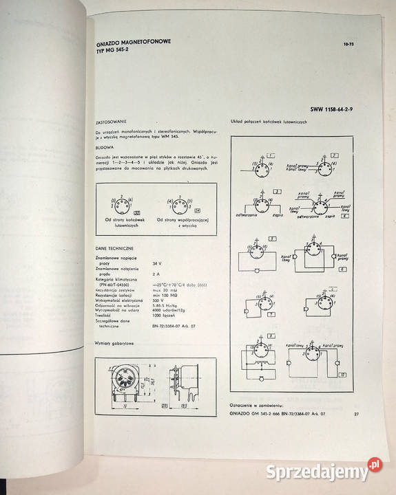 KATALOG UNITRA ELTRA ZŁĄCZA 1973 WM 590 WM545 zachodniopomorskie Białogard