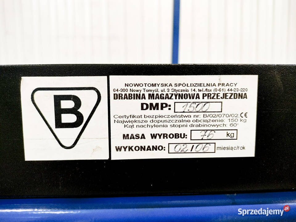DRABINA MAGAZYNOWA PRZEJEZDNA DMP1500 PODEST Magazynowanie Poznań