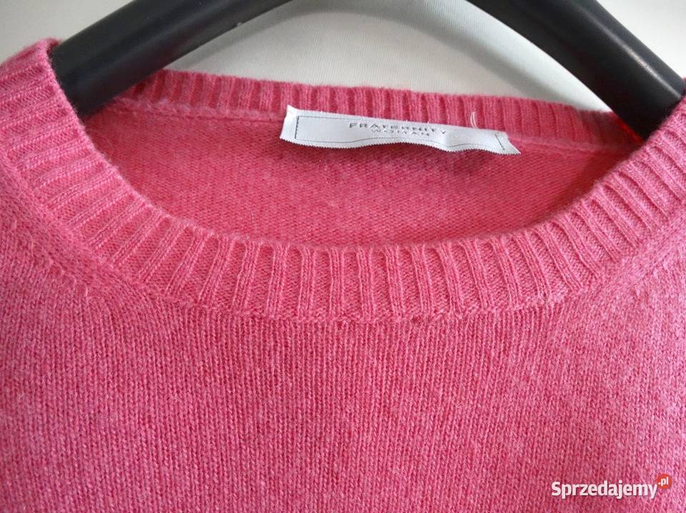 Sweter Kaszmirowy Kaszmir Wełna Różowy Crew Neck Łomża sprzedam