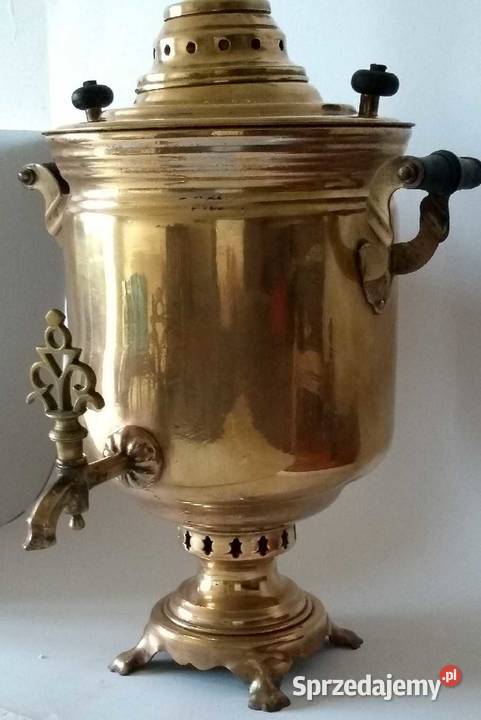 Rosyjski mosiężny samowar na węgiel Łódź