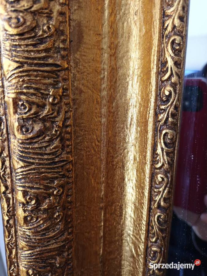 Piękne duże lustro w złotej ramie Aleksandrów Łódzki