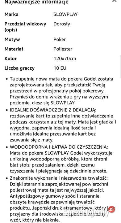Mata do pokera model Godel Texas Holdem Bełchatów