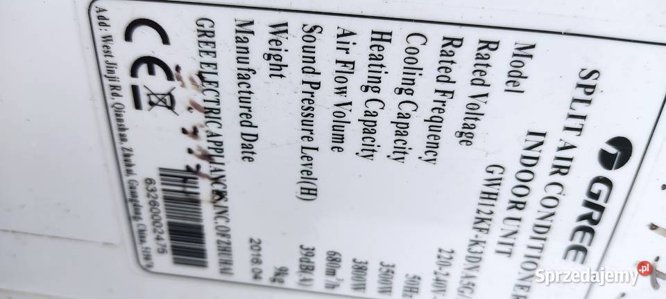 klimatyzacja TANIO GREE lg 38kW na części Nasielsk