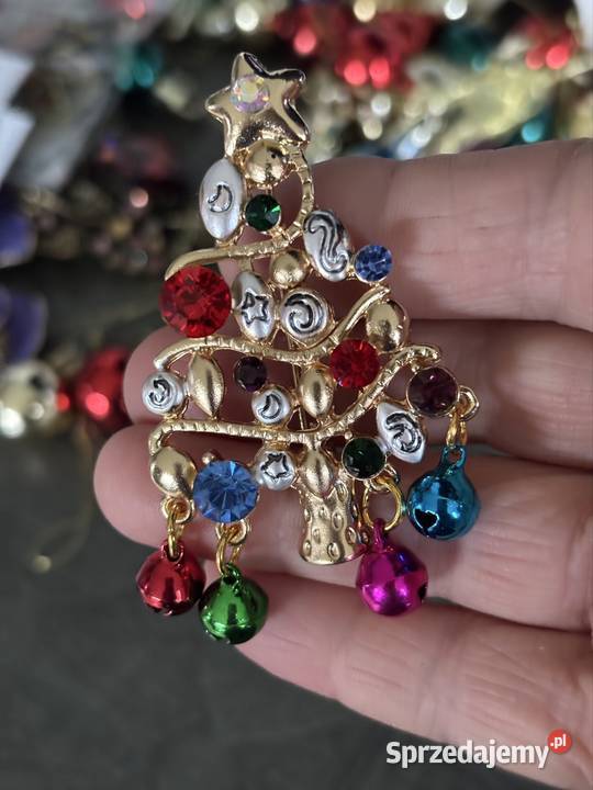 Broszka choinka świąteczna ruchome bombki Broszki Kraków