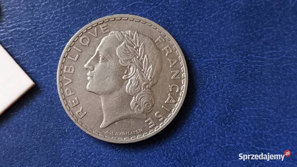 Stare monety 5 frank 1933 Francja Lesko