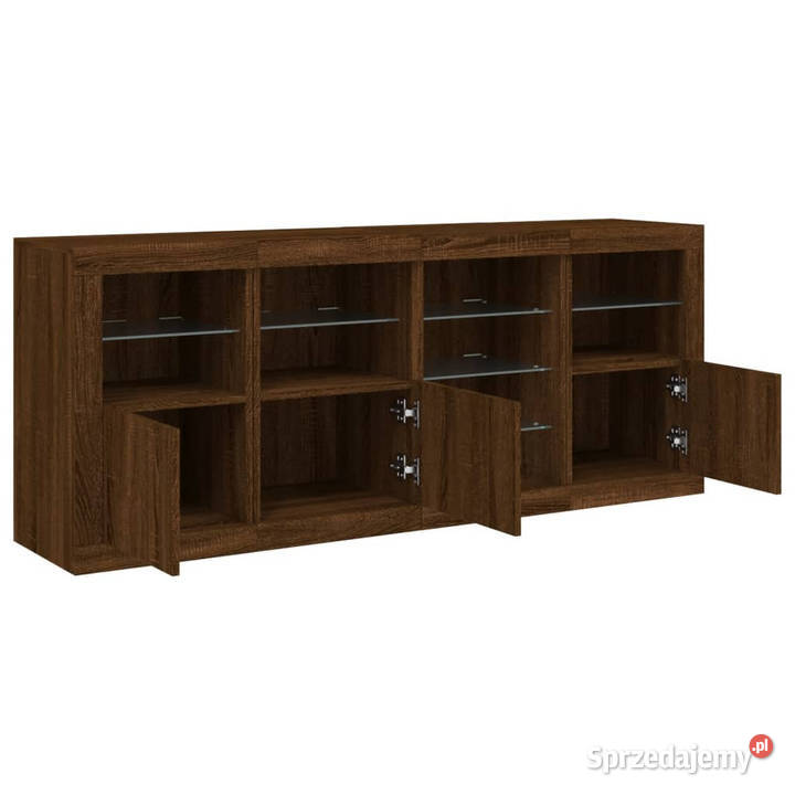 Szafka z oświetleniem LED brązowy dąb 164x37x67 Pozostałe mazowieckie