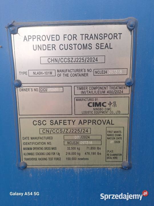 Nowy kontener morski 40HC 12 metrowy Małaszewicze Małe