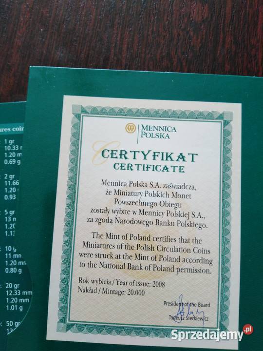 Miniatury Polskich Monet obiegowych 2008 Żary