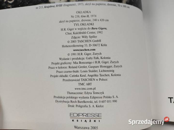 Taschen album HR Giger ARh Rok wydania 2005 Kielce