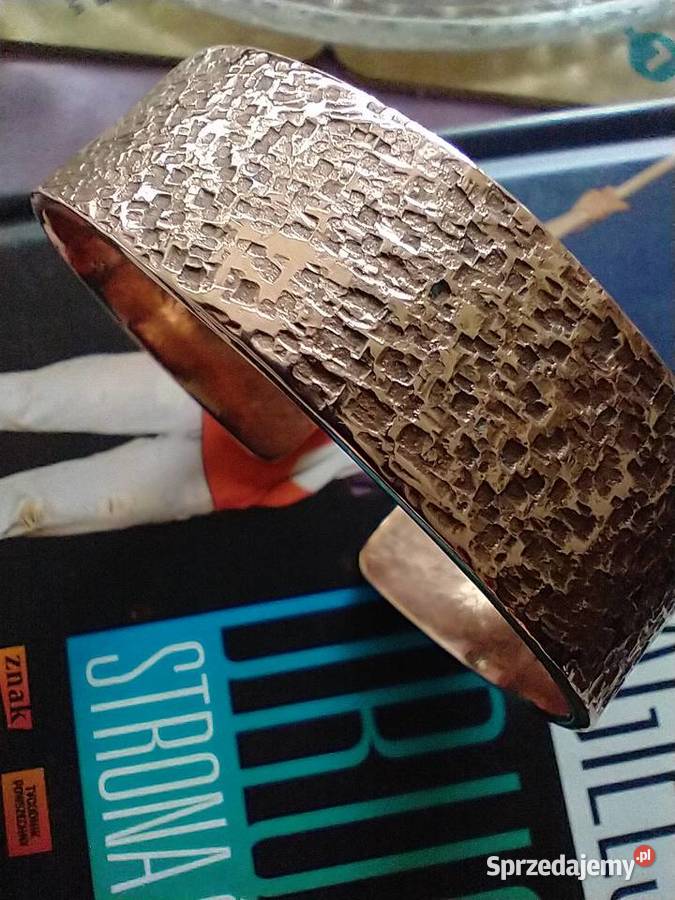 Szeroka bransoleta czysta miedź metaloplastyka Łódź