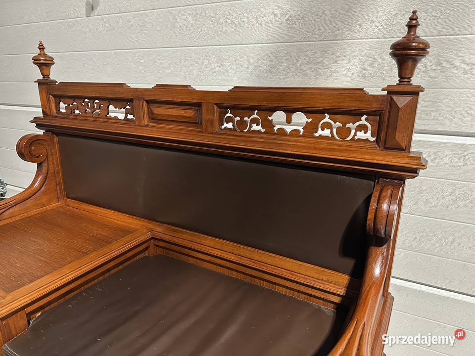 Antyczna drewniana dekoracyjna ławka Sławoszewek