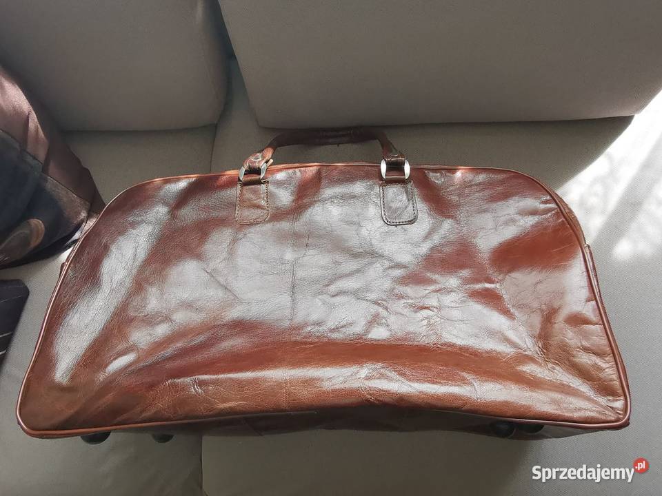 DUŻA TORBA PODRÓŻNA CIEMNY BRĄZ SKÓRA NATURALNA