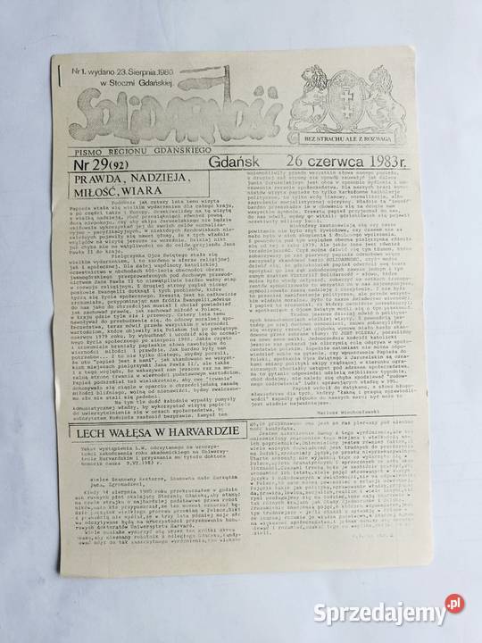 Pismo MKZ NSZZ Solidarność z siedzibą w Gdańsku Gdynia sprzedam