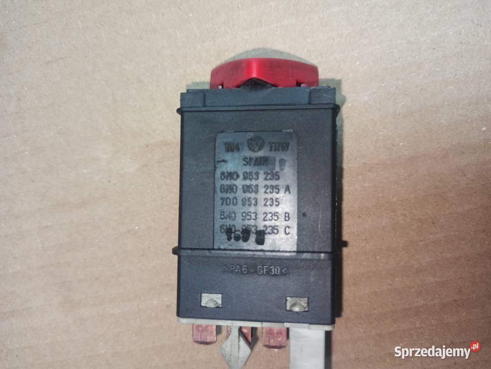 VW T4 Polo włącznik świateł awaryjnych 6N0953235 Panele sterowania, przełączniki Części samochodowe dolnośląskie sprzedam