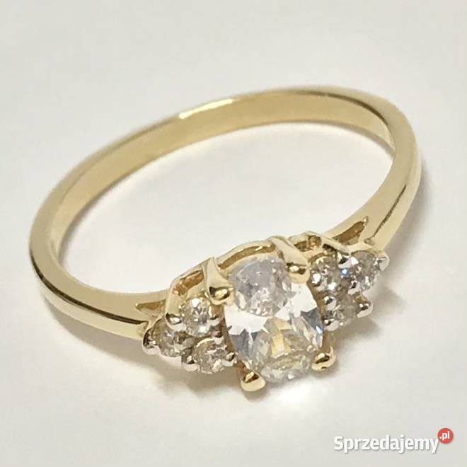 Złoty PIERŚCIONEK 585 14K KRÓLEWNY kamienie 11 Warszawa