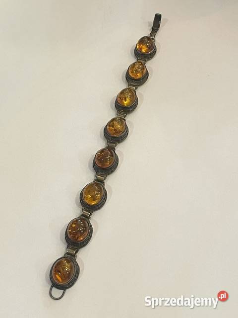Srebrna bransoletka vintage 925 z naturalnym