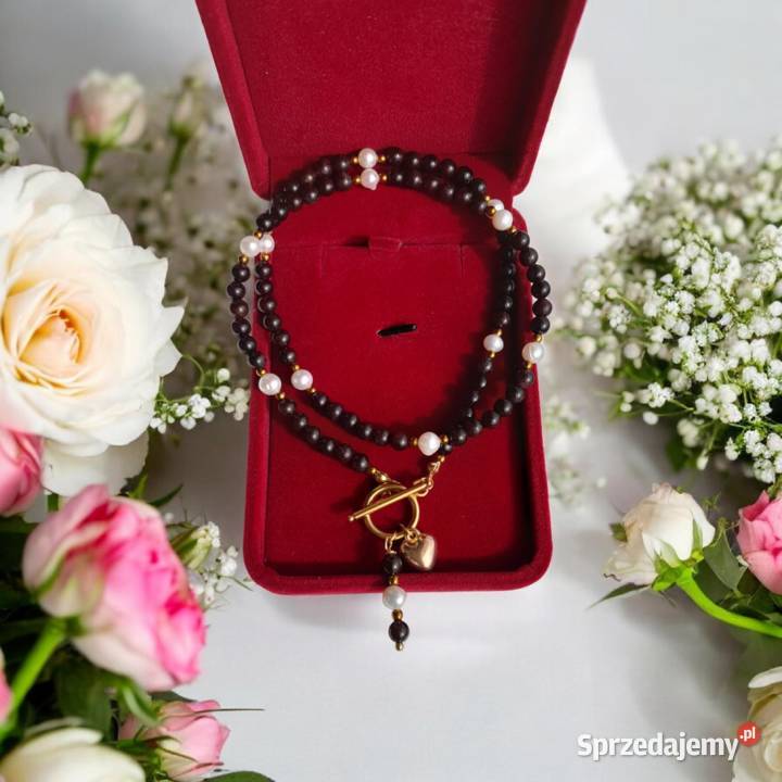Naszyjnik z kamienia naturalnego Granat Perła