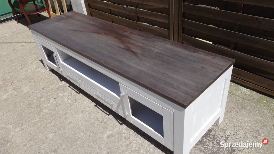 Drewniana szafka RTV pod telewizor biała mazowieckie Warszawa