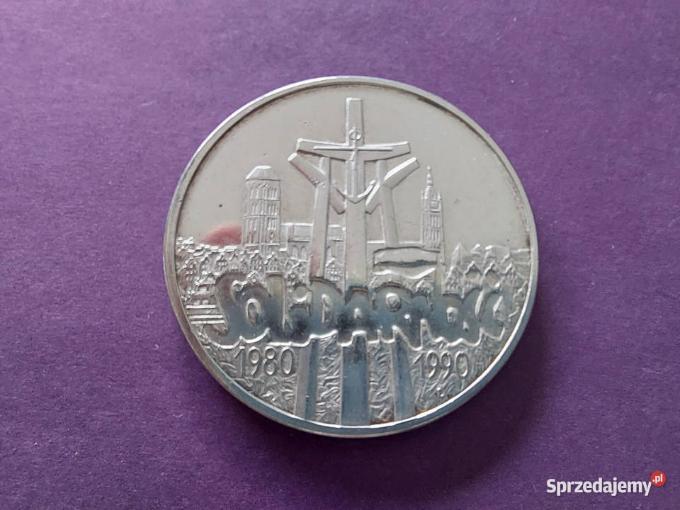 Srebrna moneta Solidarność 1990 dolnośląskie Lubin