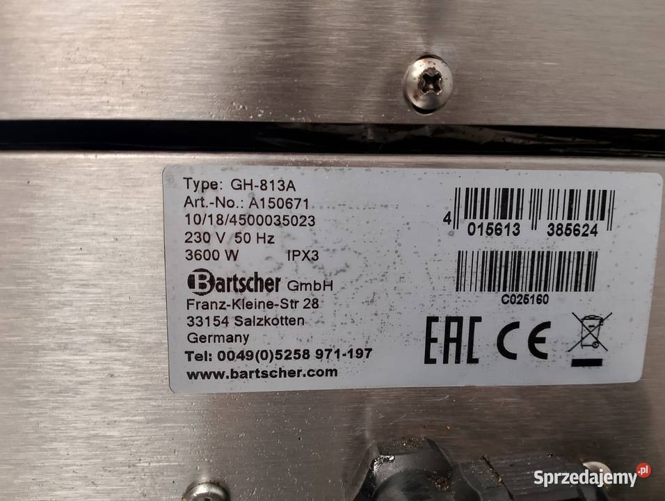 GRILL KONTAKTOWY PODWÓJNY BARTSCHER A150671 Wrocław