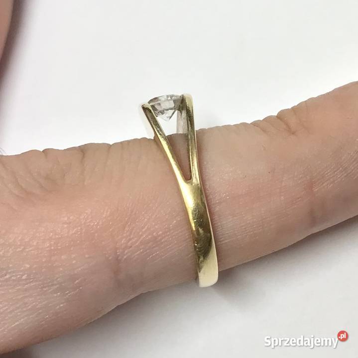 Złoty PIERŚCIONEK 14K KRÓLEWNY cudny KAMIEŃ 16 mazowieckie Warszawa