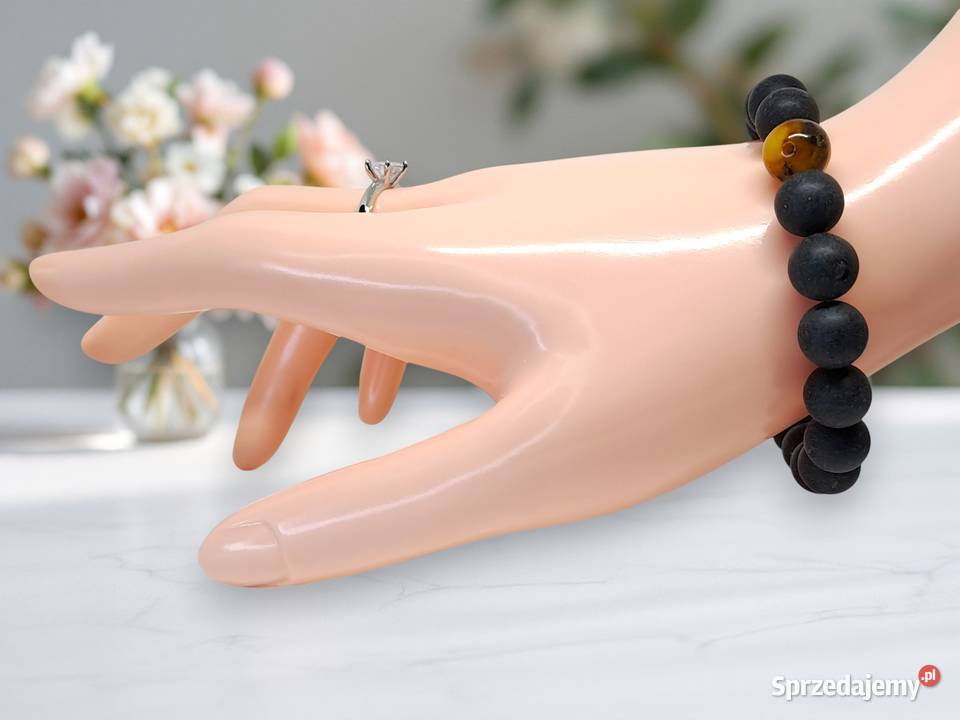 Bransoletka bursztyn bałtycki kulka czarna Warszawa sprzedam