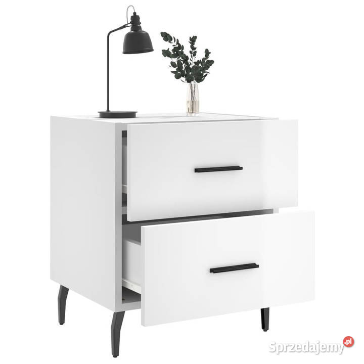 Szafki nocne 2 białe wysoki połysk 40x35x475 Warszawa