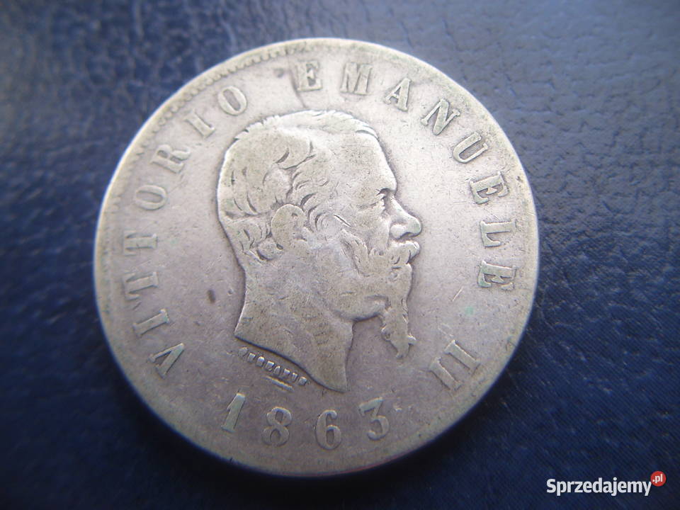 Stare monety 2 lir 1863 Włochy srebro Lesko