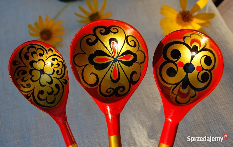 Chochłoma ręcznie malowane rosyjskie łyżki wielokolorowy Lublin