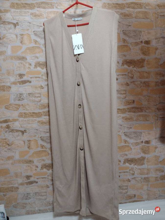 38M ZARA Beżowa sukienka dzianinowa z