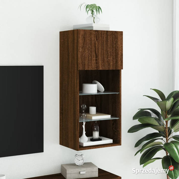 Szafka TV z LED brązowy dąb 405x30x90 WM837055 Warszawa sprzedam