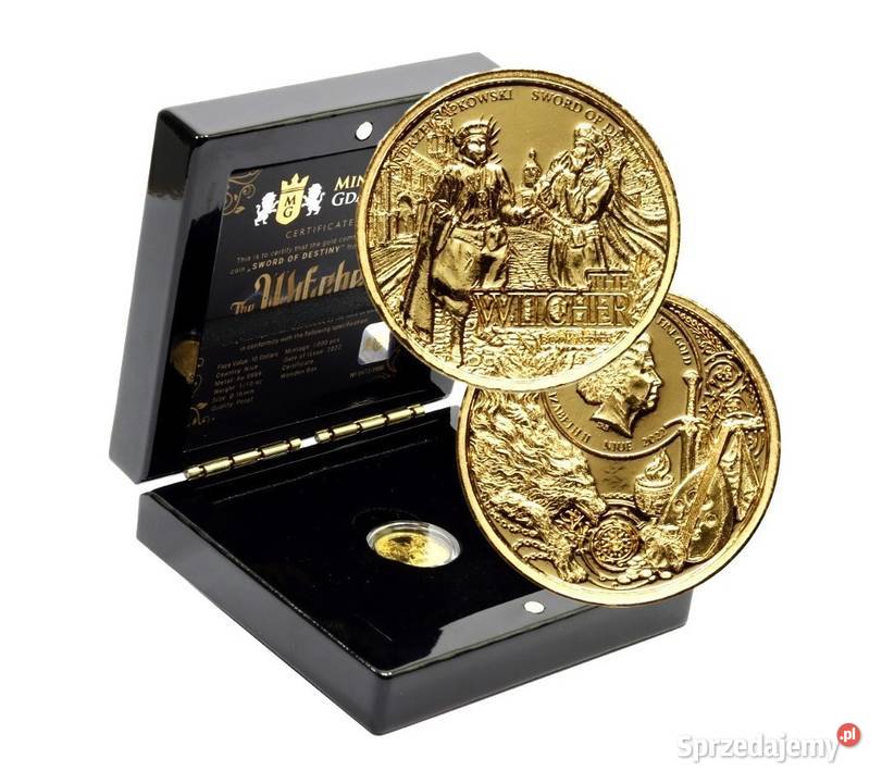 WIEDŹMIN WITCHER Złota moneta MIECZ
