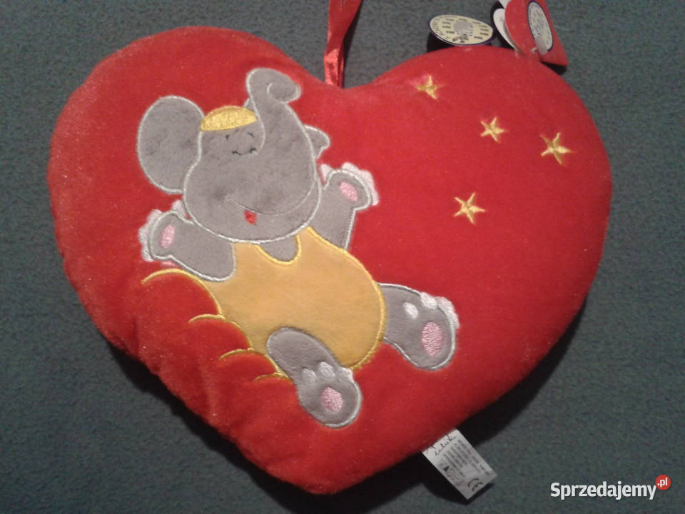 SERCE pluszowe czerwone ze SŁONIKIEM 30 na czerwony opolskie Wołczyn