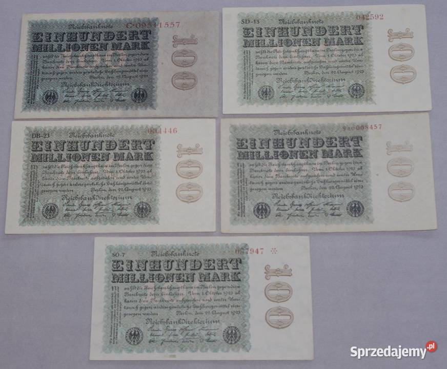 Banknoty 100 mln marek emisja 081923r każdy inny Płock sprzedam