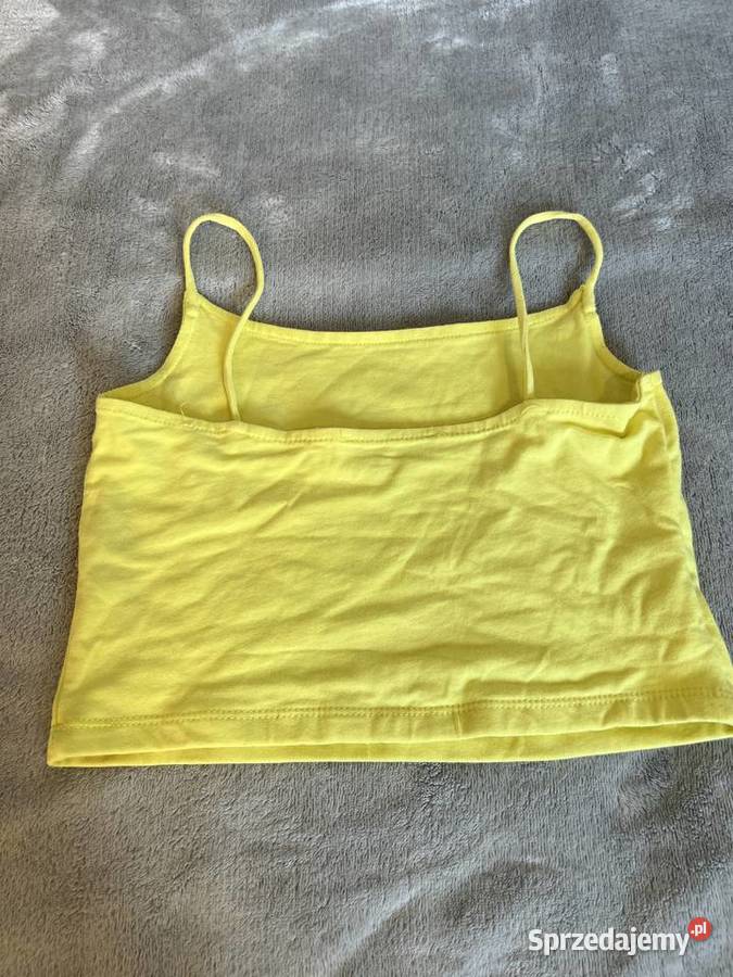 Żółty top koszulka na ramiączkach crop top