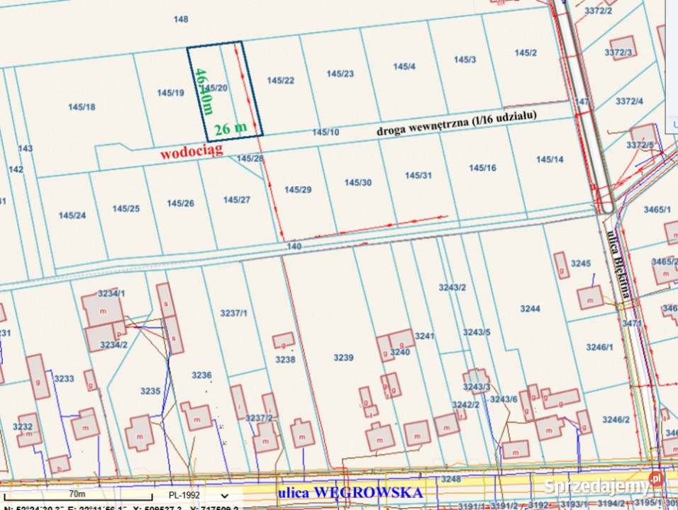 OSTATNIA DZIAŁKA Z WYDANYMI WZ 1200 m 25 centrum 115zł/m2 Nieruchomości mazowieckie Sokołów Podlaski