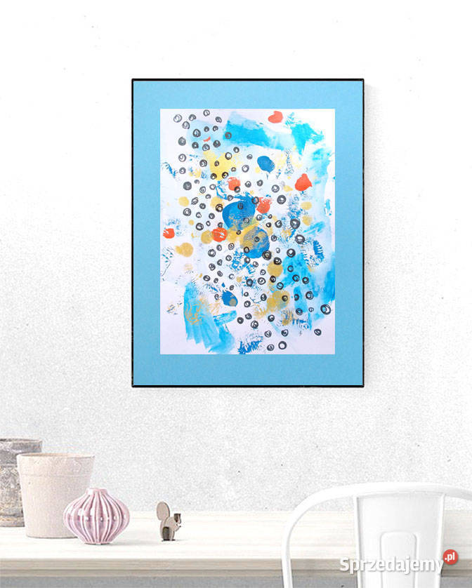 abstrakcyjny rysunek do pokoju abstrakcja do odcienie błękitu Łódź