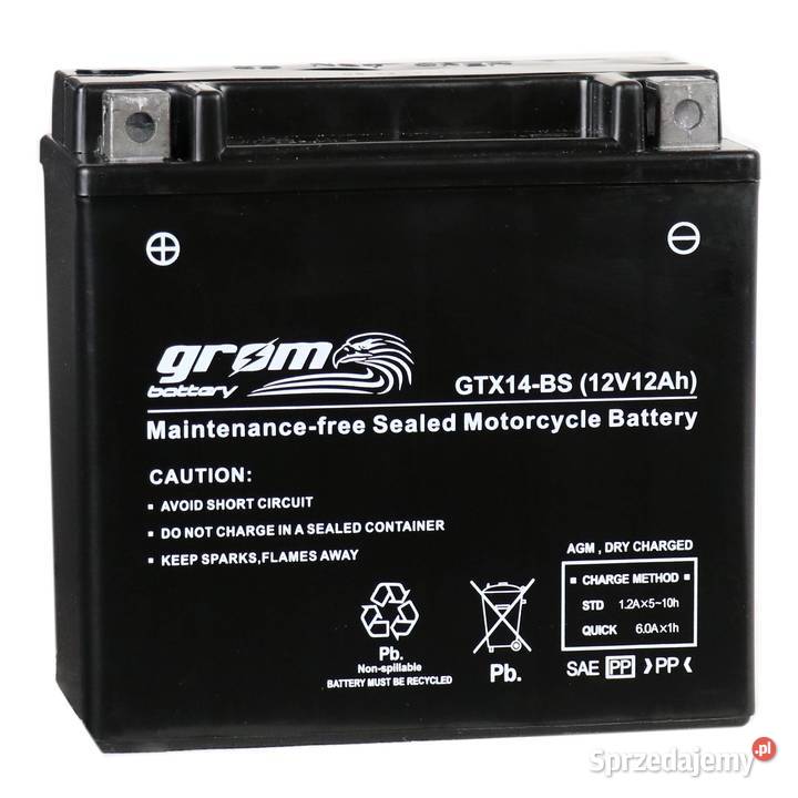 Akumulator 12V 12Ah 200A L motocyklowy GROM Gorzów Wielkopolski