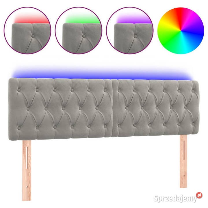 Zagłówek do łóżka z LED jasnoszary 160x7x7888 Warszawa