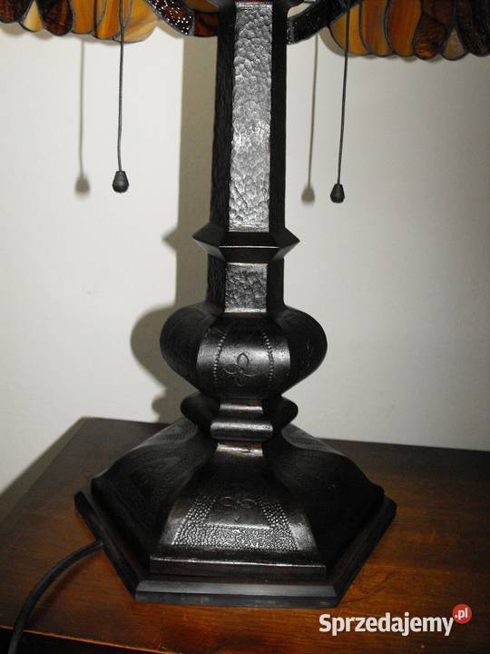 Oryginalna lampa z witrażem na stolik komodę