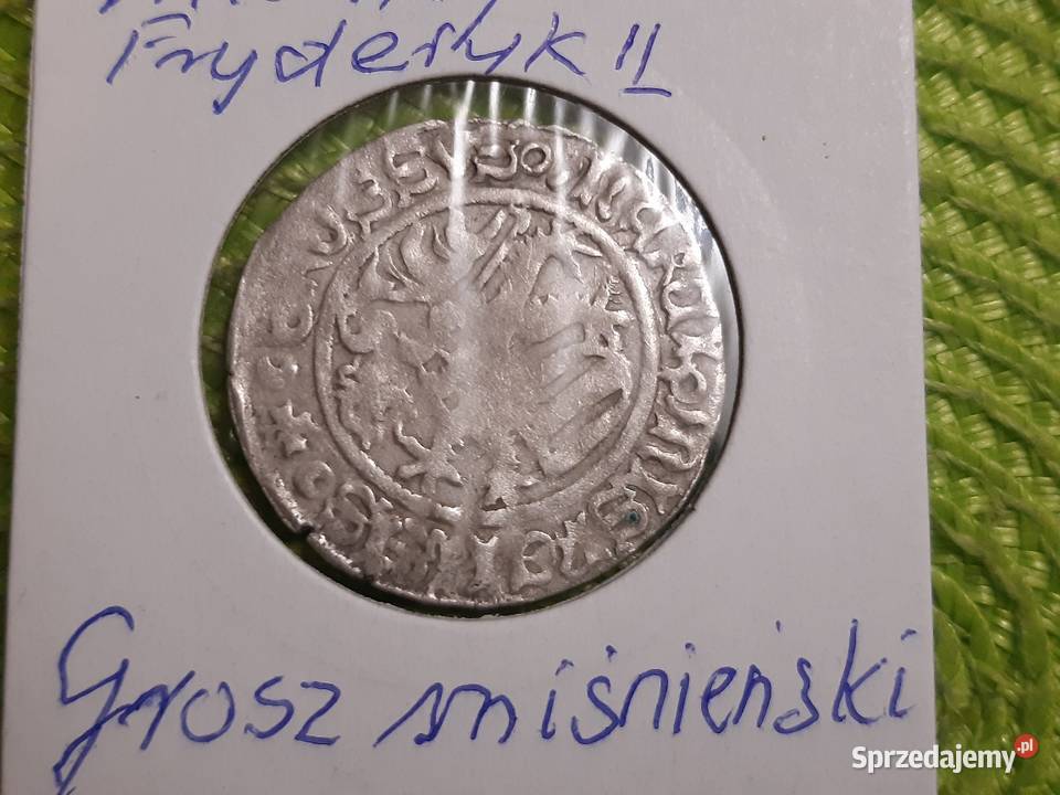 moneta srebrna grosz misnieński z 1457r Łomża