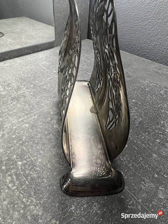 Serwetnik pojemnik na serwetki srebrny vintage Jasło