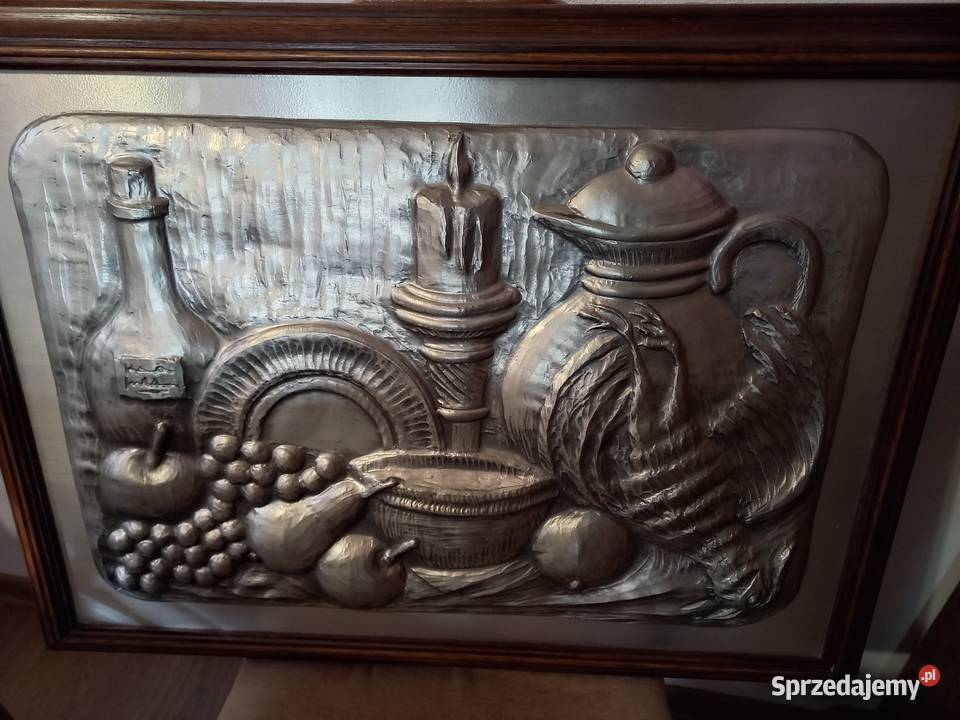 Obraz cynowy Martwa natura w dębowej ramie Obrazki i obrazy Lipno