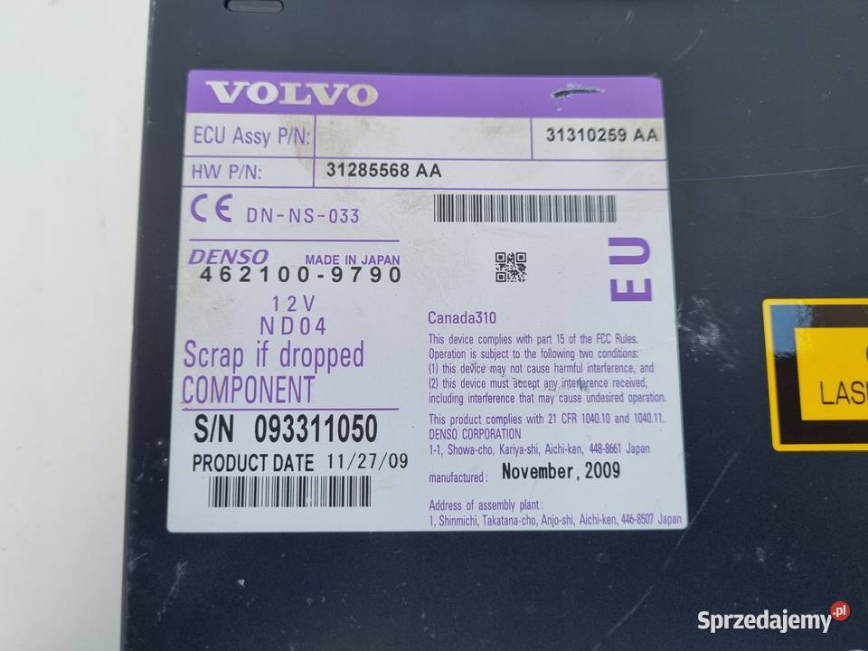 Volvo S80 II V70 III XC70 II ZMIENIARKA PŁYT CD Zmieniarki CD