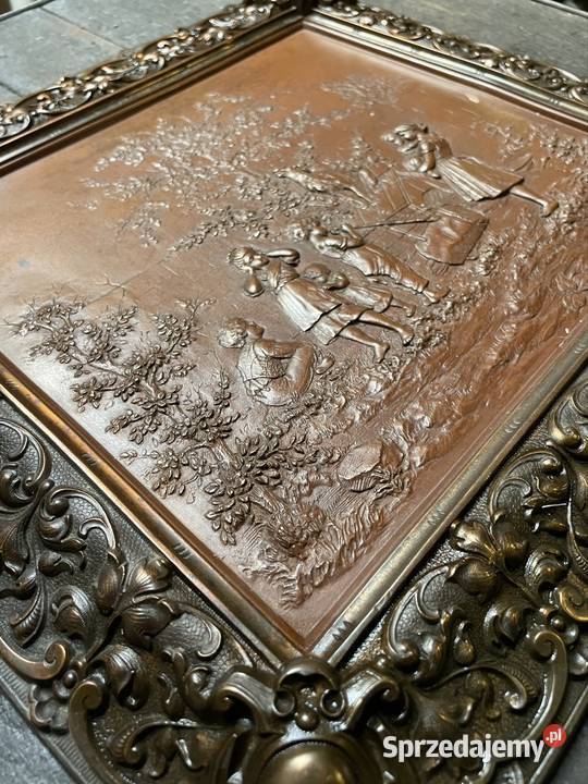 Miedziana stara płaskorzeźba relief Rzeszów sprzedam