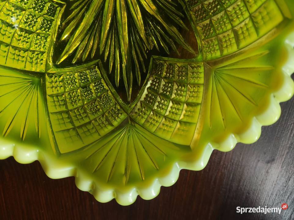 Szkło uranowe George Davidson talerz miska 1896r Kraków