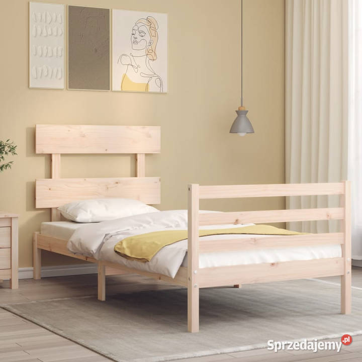 Rama łóżka z wezgłowiem lite drewno 90x200 81cm Łóżka Warszawa