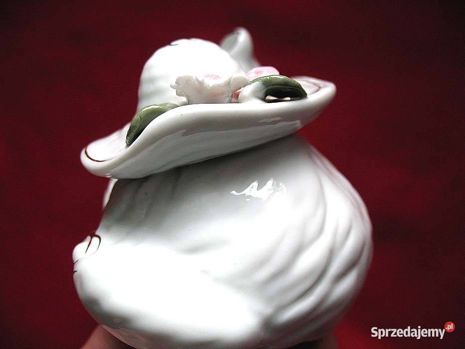 Kot kotek z kapeluszem figurka porcelana 8 x 15 Siedlce sprzedam